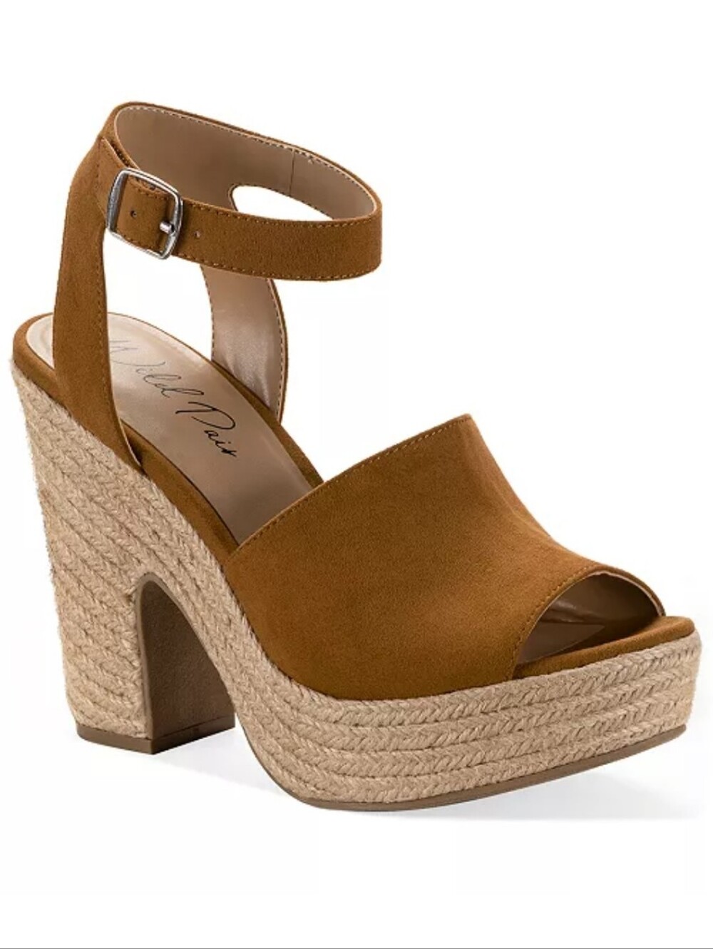 Tan Suede Platform Espadrille Sandals with Ankle Strap